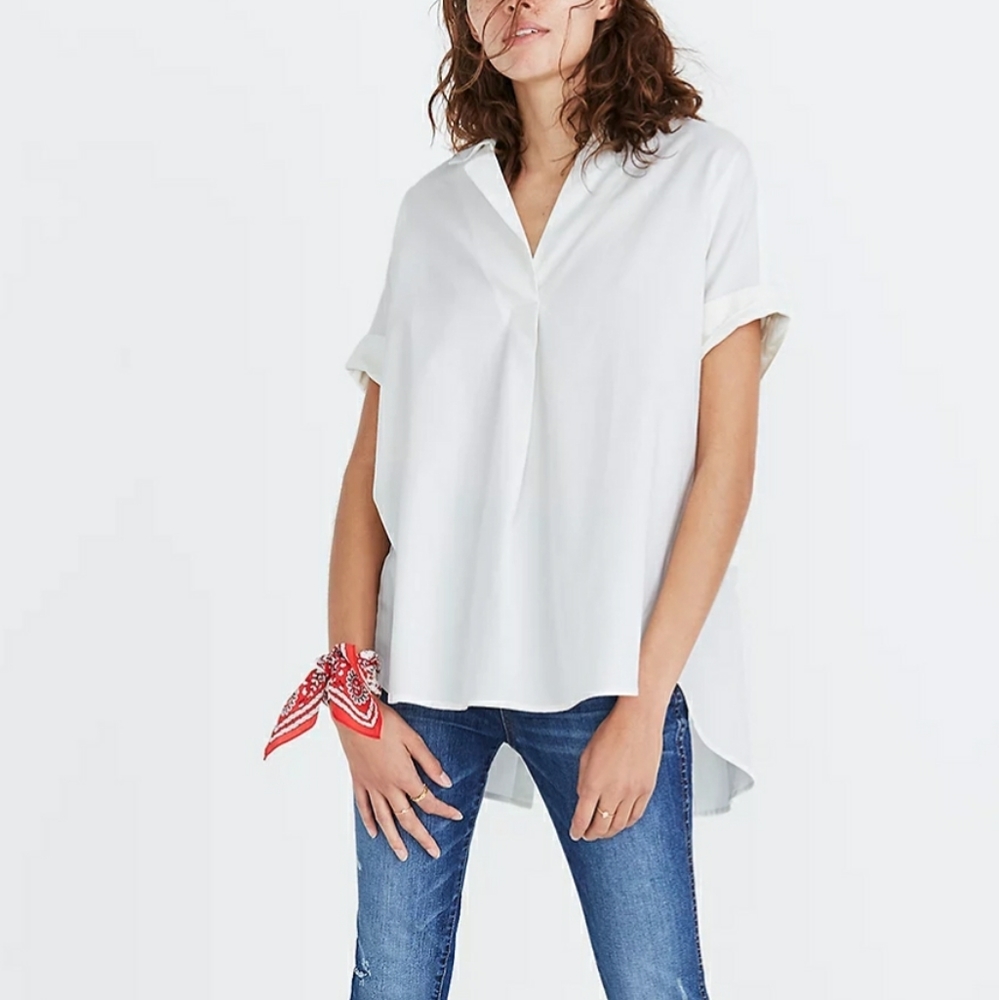 MADEWELL white button back courier top